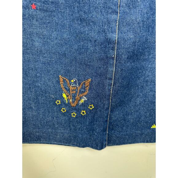 Anna Sui Vintage Embroidered Denim Jean Skirt Size 8 - Picture 8 of 10